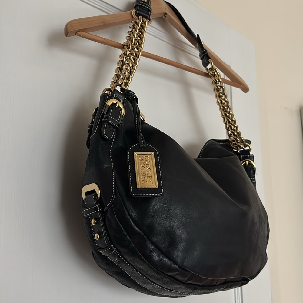 Badgley Mischka Elegant Black and Gold Leather Women's Bag